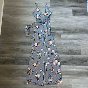 Awoo floral striped jumpsuit
